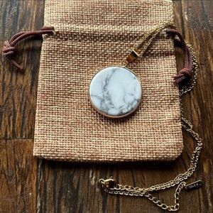 Genuine Howlite Round Pendant Howlite Necklace Minimalist Crystal Necklace